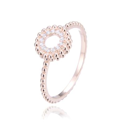 China Fashionable 925 Sterling Silver Ring 14K Rose Gold Jewelry Plated Ring Round CZ Design Stone Unique Ring for sale