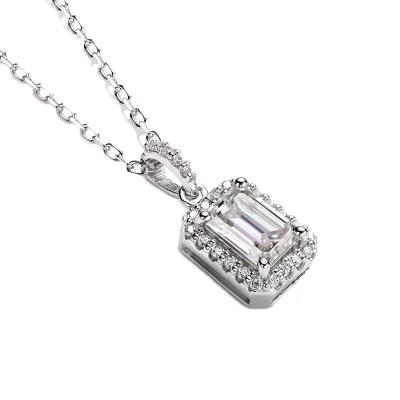 China Fashionable Popular Style Jewelry Necklace 925 Sterling Silver Rectangle Stone Pendant Chain Necklace For Women for sale