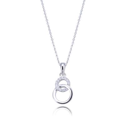 China Fashionable s925 Sterling Silver Necklace Two Circle Locket Pendant Necklace For Gift for sale