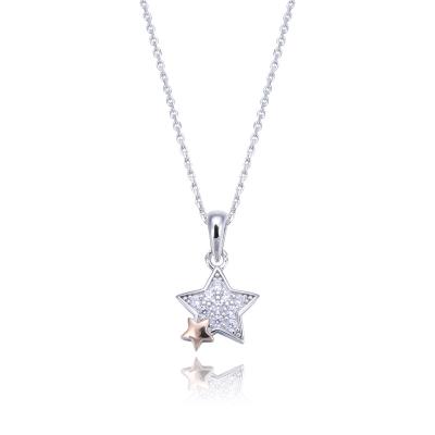 China Women Necklace Jewelry Trendy Romantic Rhodium Plated Star Charm Necklace 925 Sterling Silver Charm Star Necklace for sale