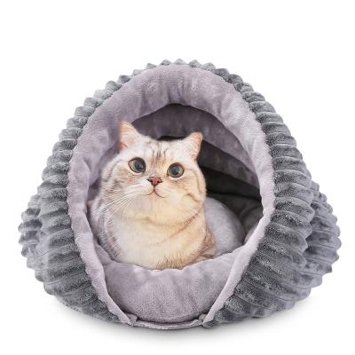 China 2022 Viable New Design Conch Sea Snail Shape Anti Slip Machine Wash Cat Cave Dog Bed Heated Pet Bed for sale