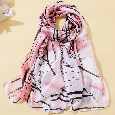 China New Fashion Women's Silk Printed Silk Scarf New Satin Printed Scarf Is Used For Clothing Decoration for sale