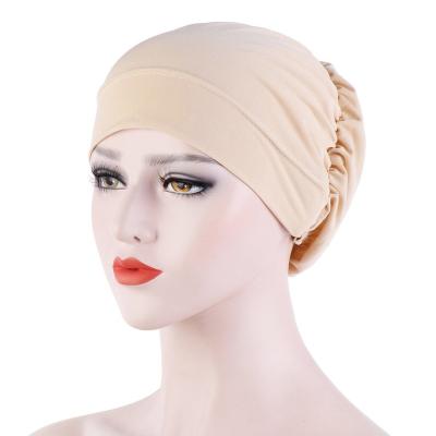 China New Classic Pure Cotton Comfort Muslim Cap Sleep Hat Scarf Based Hat For Women for sale