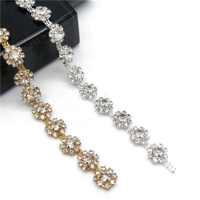 China Wholesale Soft Rhinestone Sliver Sunflower Welding Claw Chain Fancy Terims For Clothing Jewelry for sale