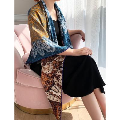 China Printing Wholesale Knitted Silk Cashmere Pashmina Satin Shawl Scarves With Undercap for sale