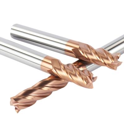 China HRC60 liner endmill 4 flutes cnc steel/45# carbon steel/carbon steel cutting tool/tools/abrasive cnc cutting tool at the end of fresas four nano solid flat splines for sale