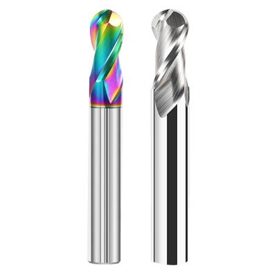 China Engraving/cutting/cutting two hrc55 solid tungsten solid carbide 2 flute ball nose ball nose end mill for aluminum for sale