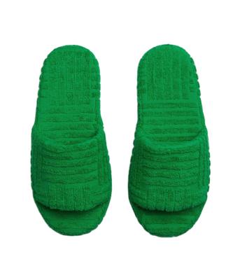 China Trend 2021 fashion autumn and winter new net red green stripe thick soles use fashion female slippers for sale