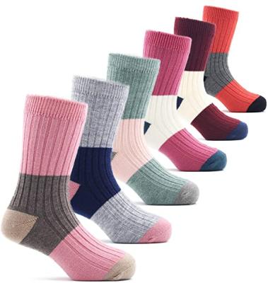 China DL-0382 Anti-slip Colored Knitted Sock Children Winter Wool Socks Girls for sale