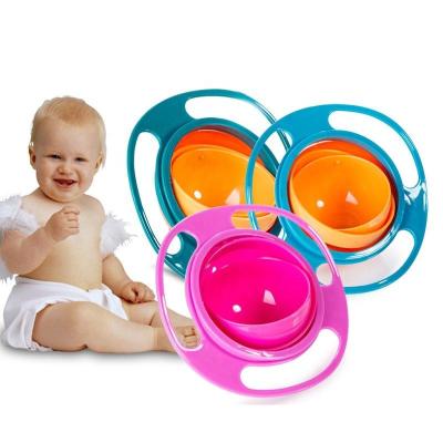 China Cute Environmentally Friendly Plastic Food Safe Universal Gyro Puddle Proof Bowl For Kids To Have Fun While Eating for sale