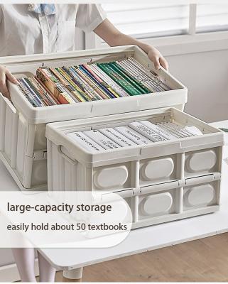 China Common Folding Storage Bins Ready Viable With Lid 56 L Collapsible Lidded Storage Box for sale