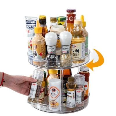 China Stocked 1/2/3 Tier Susan Kitchen Spice Rack Makeup Clear Plastic Lazy Storage 360 ​​Degree Rotating Turntable Seasoning Organizer for sale