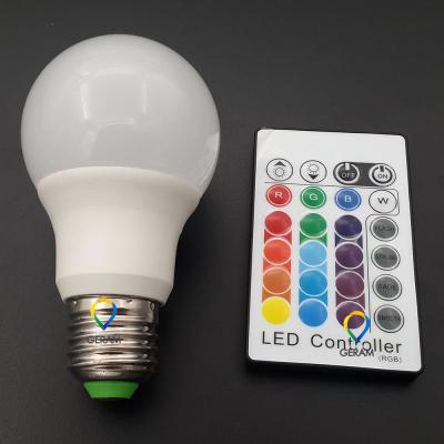 China Hotel 16 color remote control 3w 5w e27 e26 b22 led bulb rgb color light bulb for sale