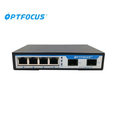 China FTTH Factory Supplier 10/100m Fiber Optic Media Converter 4 Fiber 2 Ethernet Rj45 Fiber Optic Switch for sale