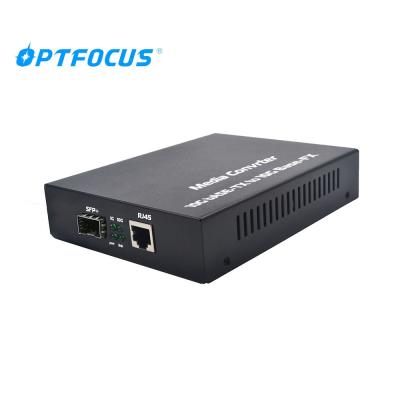 China FTTH Good Solution Fiber Optic Price 10g SFP+ To RJ45 Media Converter For Network for sale