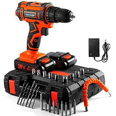 China Plastic + Metal Logo 21V 2021 Impact Drills Radio Custom Lithium Ion Battery Screwdriver Wholesale Custom Drill Set for sale