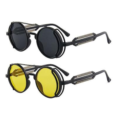 China Hot Selling Retro Sun Glasses Men Women Fashion Sun Glasses Steampunk Round Gothic Punk Sunglasses for sale