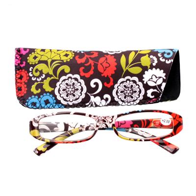 China OTHER Telling Glass Wholesale Unisex Printed Spring Hinge Rectangular Presbyopic Glasses With Matching Pouch for sale