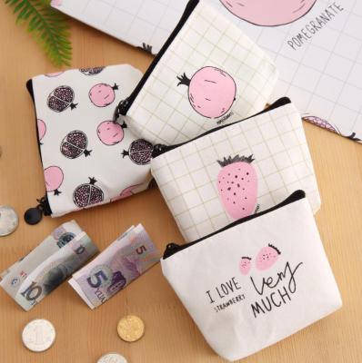 China Hot Selling Cute Women Fashion Custom Girls Mini Printed Purse Small Zipper Canvas Coin Purse for sale