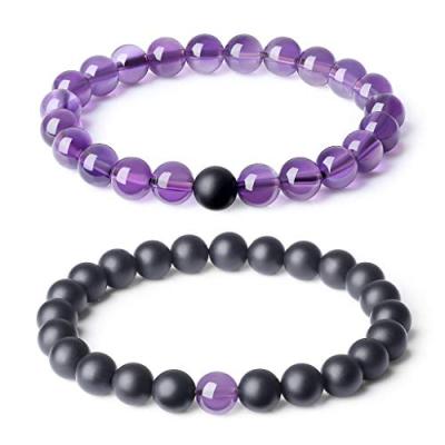 China Wholesale Natural Onyx Stone Cheap Bottom Gemstone Relationship Bead 2018 Yoga Couples Matching Bracelets for sale