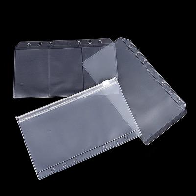 China Office Stationery Factory Logo Waterproof PVC A4 Folder 6 Holes PVC Loose Leaf Manufacture Customized Transparent Pocket With Zipper for sale