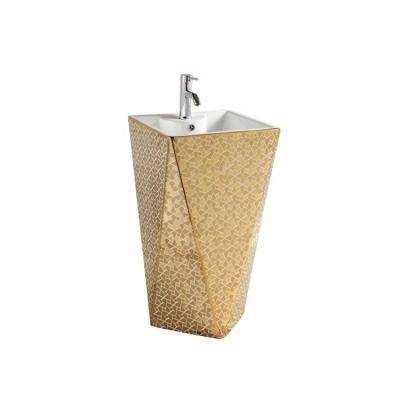 China Shampoo sinks rectangular gold diamond pedestal washbasin bowl for sale