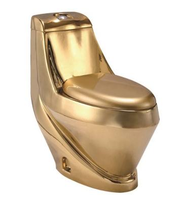 China Double-Flux One Pieces Ceramic Sanitary Ware WC Plating Gold Color Toilet With Sink 1040D-1 for sale