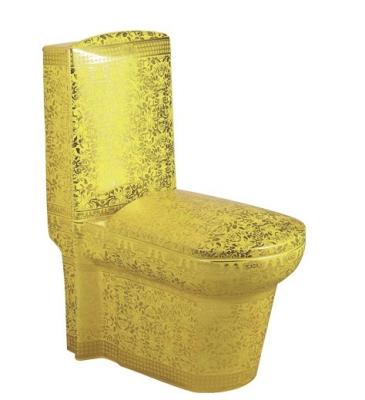 China New Golden Ware Gold Washdown Ceramic Sanitary Toilet Gold Toilet One Piece WC for sale