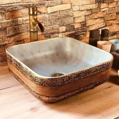 China Modern Square Bathroom Sink Round Corner Outlet Factory Wash Basin Ceramic Art F-008 for sale