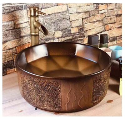 China Modern Ceramic Decoration Home Bathroom Factory Direct Art Basin Wash Round F-001 Art Ceramic Sink for sale