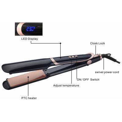 China Wholesale Ceramic Professional RV Flat Iron Multifunctional Fast Heating LED Temperature Control Display Hair Straightener Black for sale