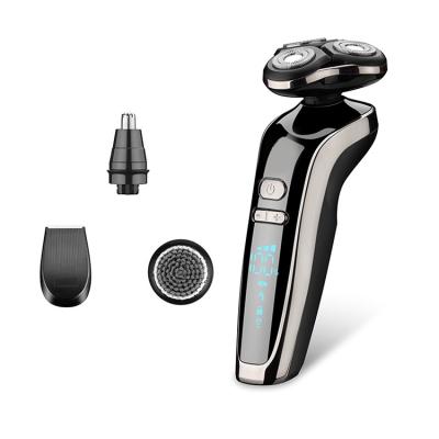 China Wholesale Cordless Triple 4 Blade In Nose Bald Shaver -1 Sideburns USB Electric Shaver Rechargeable Facial Cleaning Fusher For Men for sale