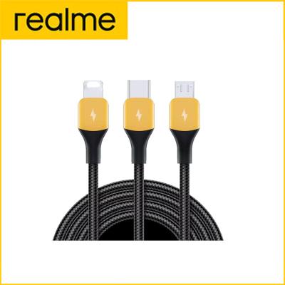 China MP3/MP4 Player Original Realme Three In One Data Cable USB Type-C To L Joint Combination 1.2m Band Nylon Braid For Realme Android Apple Charging for sale