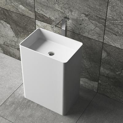 China New Fashion Modern Solid Outdoor Stone Resin Artificial Bathroom Sink With Pedestal for sale