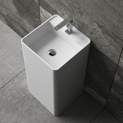 China Modern High Quality Solid Artificial Stone Resin Floor Standing Hand Basin Sink Acrylic Basin for sale