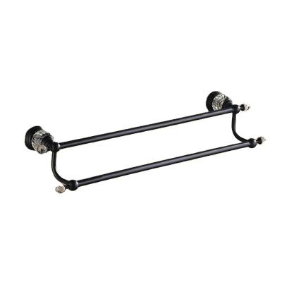 China FILE Modern Brass Black Towel Rack Set Wall Mounted Bathroom Towel Hanger Rack for sale