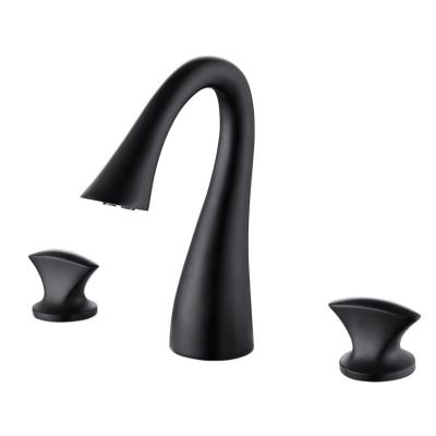 China No Hole Sliding Bar 3 Matt Black Brass Mixers For Basin Bathtub Faucet Bathroom Faucet for sale