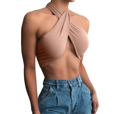 China 2021 one shoulder breathable sleeveless sexy passionate breasts wrap female vest halter tank top for sale