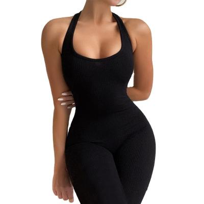 China Factory Supply Chemical Fiber Skinny Yoga Clothes Women Sports One Piece Tight Overalls for sale