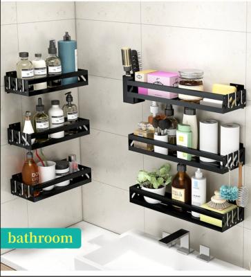 China Wall Mounted Bathroom Shelf Kitchen Storage Shelves Spice Rack Stainless Steel Organizer Holder for sale