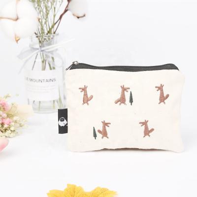 China Fashion Recyclable Design Quality Assurance Custom Logo Pencil Pouch Travel Cosmetic 100% Cotton Storage Bag for sale