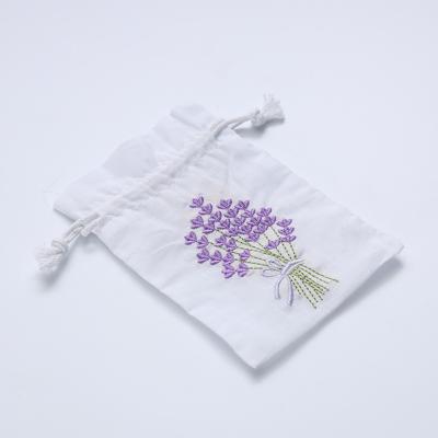 China New Design Recyclable Screen Printing White Custom Logo Embroidery Cosmetic Cotton Dust Bag With Drawstring for sale