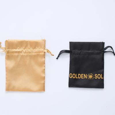 China Outstanding Promotion Service Customized Drawstring Fashion Rose Gold Jewelry Bag Satin Pouch With Logo for sale