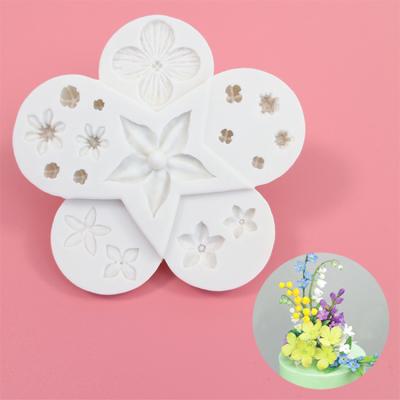 China Viable Flowers Leaves Combination Variety Silicone 3D Fondant Cake Soap Bar Candle Home Baking Decoration Opens Cake Tools for sale