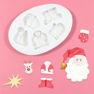 China 3D Moose Disposable Silicone Elk Boots Hat Clothes Gift Santa Claus Fondant Cake Chocolate Soap Candle Decoration Home Baking Mold for sale