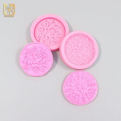 China Round Shape Silicone 3d Flowers 2 Baking Fondant Cake Cookies Chocate Soap Bar Candles Disposable Home Decorationol Opens DIY Mold for sale