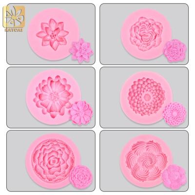 China Disposable Round Shape Flowers Silicone 3d Baking Fondant Cakes Cookies Chocolate Soap Bar Candles Home Decoration Opens DIY Mold for sale