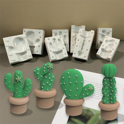 China Viable Cactus Double Sided Mold 3D Silicone Cake Soap Bar Candle Three-Dimensional Baking Home Decoration Opens DIY Clay Plaster for sale