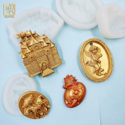 China Disposable Angels Castle Fairy Tale Series 3D Silicone Chocolate Baking Cake Mold for sale