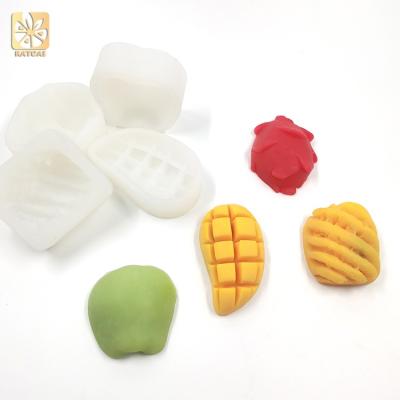 China Disposable Mango Apple 3D Fruit Series Silicone Chocolate Baking Cake Mold for sale